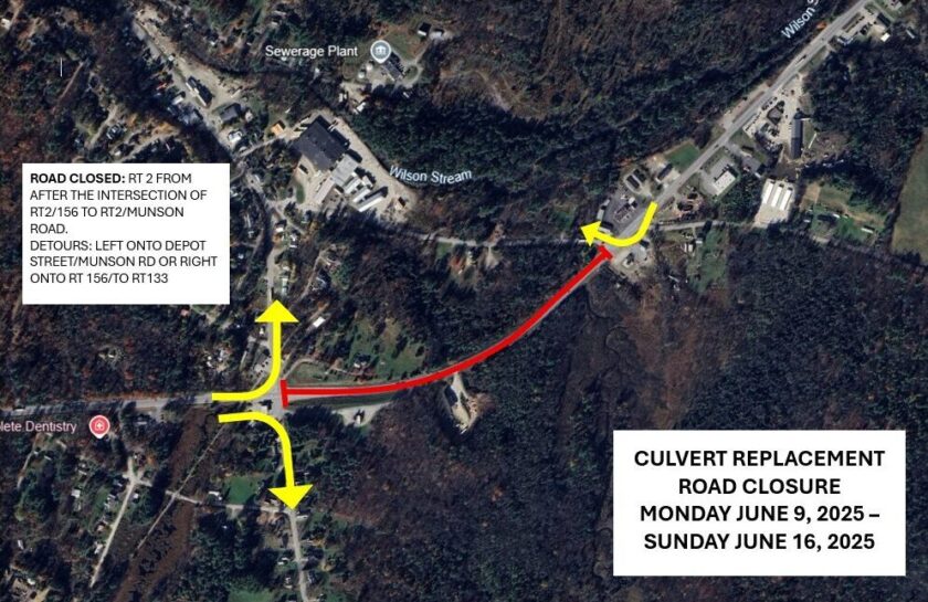 Culvert Replacement Road Closure Monday, June 9, 2025 - Sunday, June 16, 2025