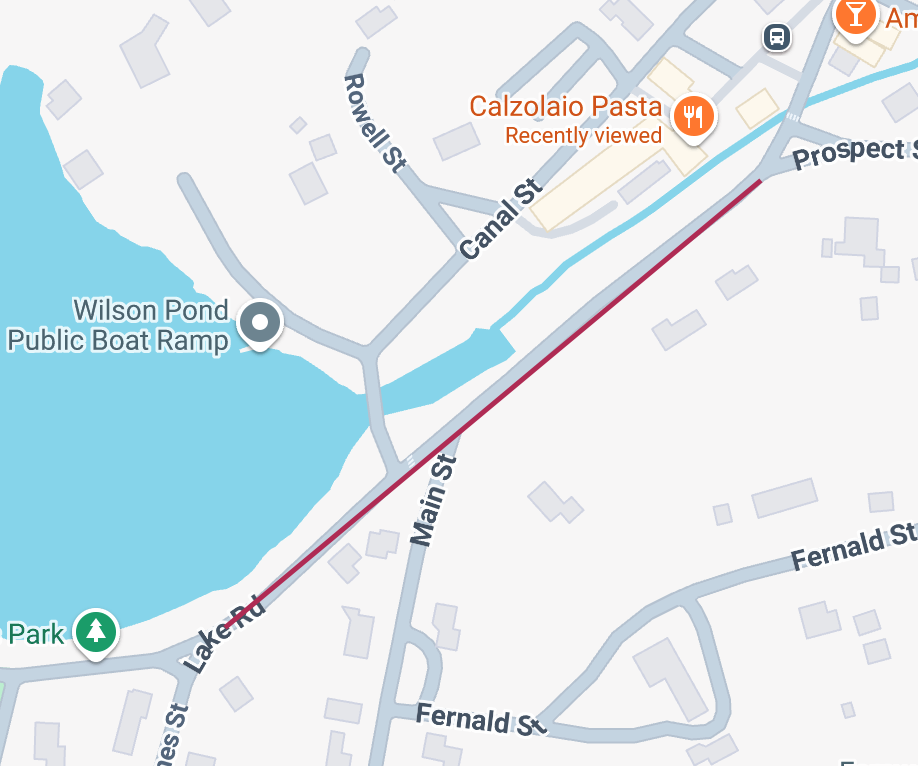 Map of downtown highlighting the lane closure